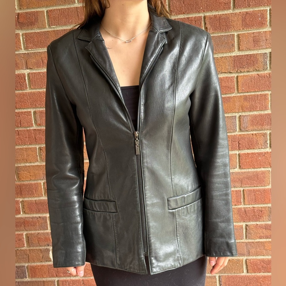 Women’s Petite Small Black Leather Jacket